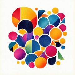 Colorful abstract circles and shapes on a white background, vibrant and artistic design.