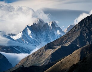 Fototapeta premium Misty Mountains in the Himalayas, Capturing the Majesty of Nature