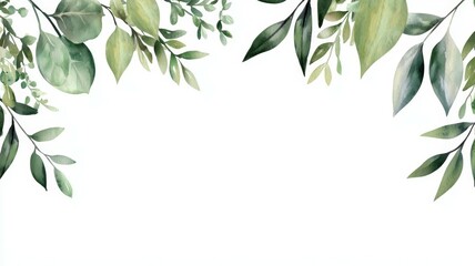 A green leafy background with a white background