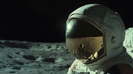 Astronaut on the Moon with American Flag