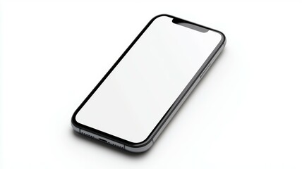 A phone with a white screen sits on a white background