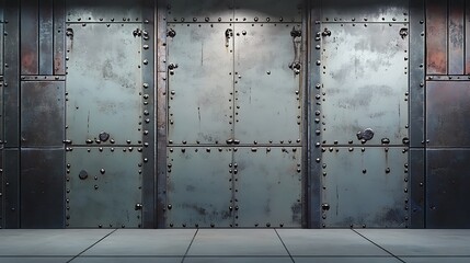 Industrial Metal Doorway with Spotlights, Grunge Urban Background
