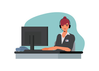Female customer service smiling. simple flat illustration