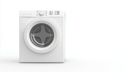 A white washing machine with a silver handle