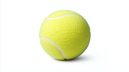 A tennis ball is sitting on a white background