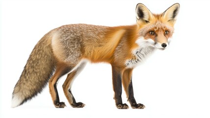 Obraz premium A fox is standing on a white background
