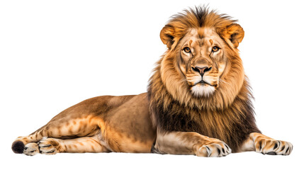 Obraz premium African lion lying down, isolated on transparent background