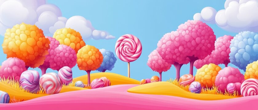 Magical candy land vector flat minimalistic isolated illustration