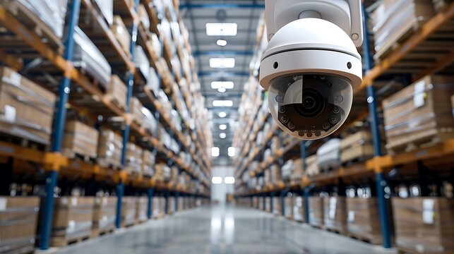CCTV security camera system in warehouse