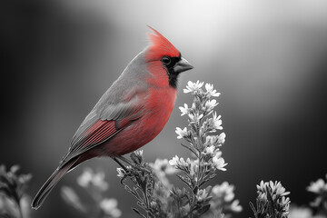 red cardinal on branch Color Splash Art