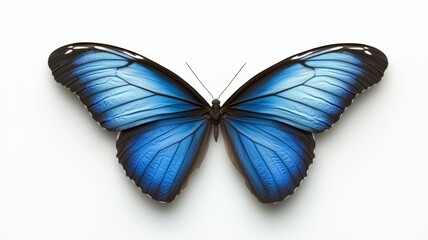 Obraz premium A blue butterfly with black wings