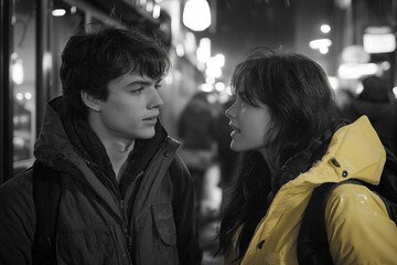 Fototapeta premium couple in the city Color Splash Art