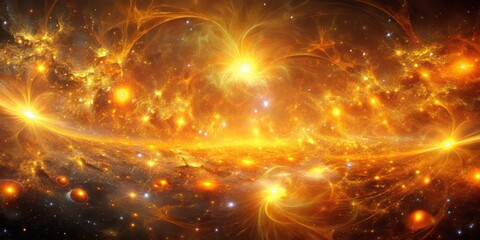 Exquisite illustration of density perturbations in the intergalactic medium, showcasing a stunning matrix of orange and yellow, with faultless clarity and radiant colors.