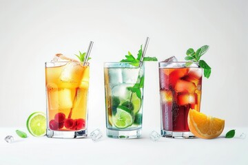 Fototapeta premium Variety of Drinks. Transparent high detailed drink concept