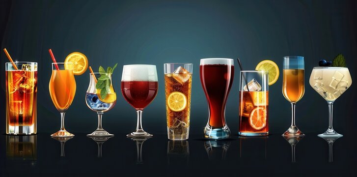 Variety at the Bar. Collection of 400 high detailed alcoholic drink images.