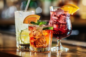 Refreshing Cocktail Selection. High detailed alcohol drink concept