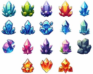 Crystal Shards Icons Fantasy RPG Game Inventory Pack 