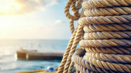 Fototapeta premium A rope is tied to a dock