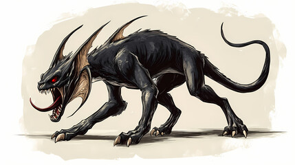 Fototapeta premium Illustration of the chupacabra on a white background. Chupacabra. Illustration