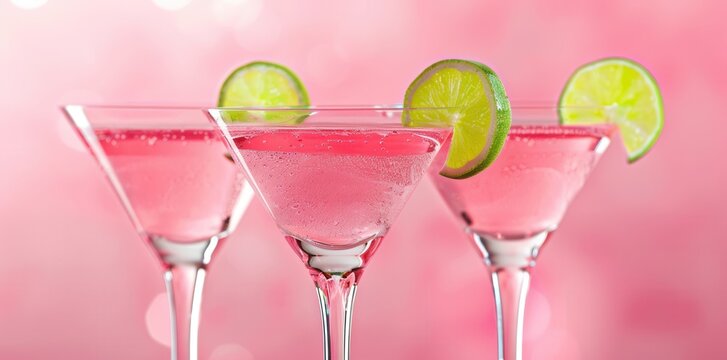 Variety of Colorful Cosmopolitan Drinks. High Detailed Drink Concept