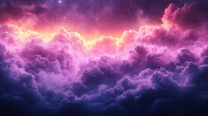 Fototapeta premium Abstract Night Sky with Purple Clouds and Stars