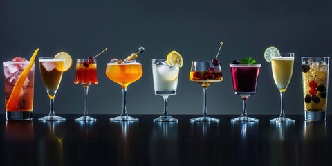 Diverse Selection of Liquor Drinks. High-Quality Drink Concept