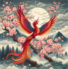 Obraz premium 浮世絵、日本画／鳳凰 Phoenix フェニックス 