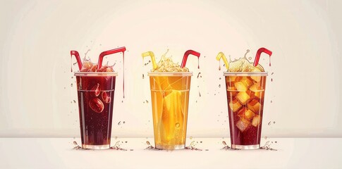 Colorful Soft Drinks Logo. High detail drink concept