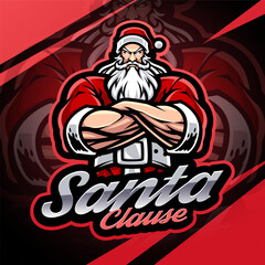 Santa esport mascot logo design 
