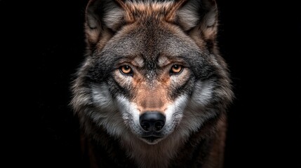 Obraz premium Close Up Portrait of a Wolf with Yellow Eyes