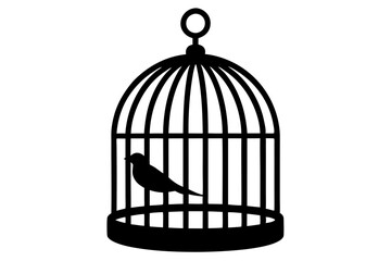 bird cage vector silhouette, white background