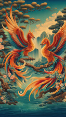 浮世絵、日本画／鳳凰 Phoenix フェニックス	
