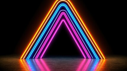 Fototapeta premium Neon Lights Triangle Abstract Background