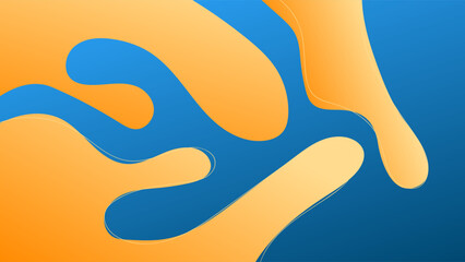 ABSTRACT BLUE BACKGROUND GRADIENT SMOOTH LIQUID COLORFUL DESIGN WITH HAND DRAWN SHAPES ORANGE COLOR VECTOR TEMPLATE GOOD FOR MODERN WEBSITE, WALLPAPER, COVER DESIGN 