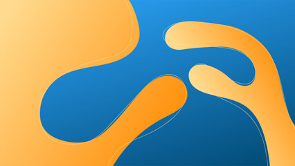 ABSTRACT BLUE BACKGROUND GRADIENT SMOOTH LIQUID COLORFUL DESIGN WITH HAND DRAWN SHAPES ORANGE COLOR VECTOR TEMPLATE GOOD FOR MODERN WEBSITE, WALLPAPER, COVER DESIGN 