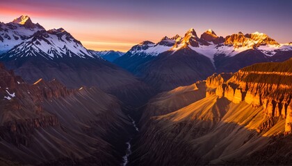 Naklejka premium Sunset over Mountain Range