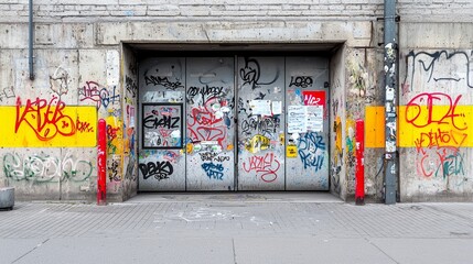Naklejka premium Vibrant Urban Graffiti on Concrete Wall