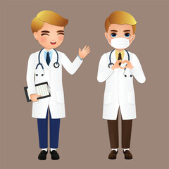 full body length men doctor wears white coat and stethoscope at Hospital clinic workers