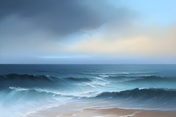 Obraz premium Serene Ocean Waves at Sunrise