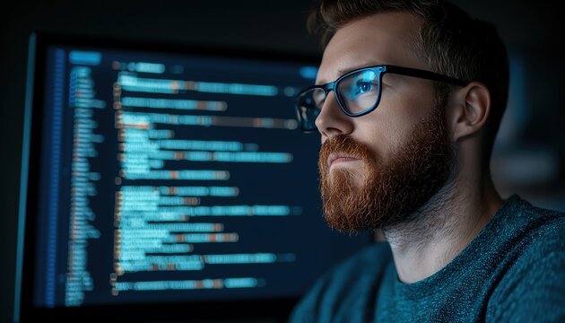 Full-stack developer working on cloud integration, coding in the background, modern software development process