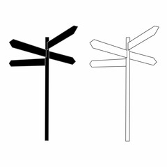 Road direction signs refer to a form of road sign, black in color, that is used to indicate direction. It may depict the silhouette of a stylized road or path, providing a clear visual guide