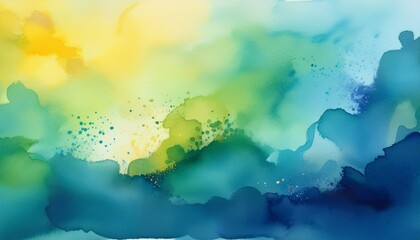A vibrant watercolor wash blending shades of yellow, green, and blue, creating a soft, artistic texture. Perfect for backgrounds, creative projects, and modern design with an organic touch.