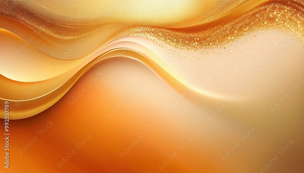 Wall mural A colorful abstract image with flowing layers of orange, red, and yellow waves creating a sense of movement. Perfect for modern, artistic, and creative design projects or backgrounds.