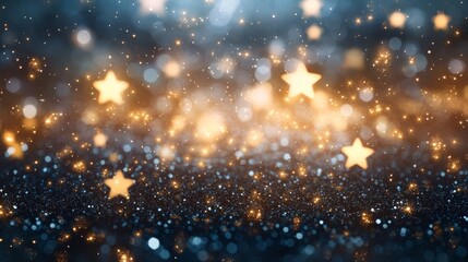Fototapeta premium 金色の星とキラキラの背景素材