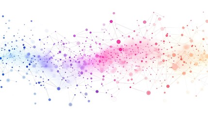 Abstract Watercolor Network with Connected Dots and Lines