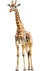 Obraz premium A Giraffe (portrait, standing), animal bundle isolated on a white background 