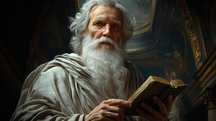 Obraz premium Elderly Man Reading Book in Church