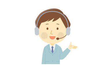 笑顔で案内する男性オペレーター
