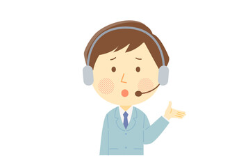 困った顔をする男性オペレーター