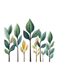 Colorful leaves group, white isolate background.